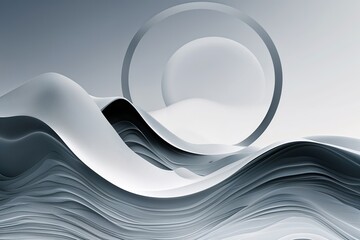 Minimalist Abstract Wave Design Featuring Modern Circle Animation and Advanced Technology Solutions