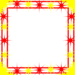 Glowing Star Frame with Red and Yellow Sparkles