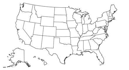 United States Map Outline of All 50 States and Territories