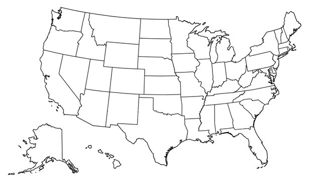 United States Map Outline of All 50 States and Territories