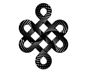 endless tibetan eternal knot symbol tattoo logo isolated on white background. vector illustration.	