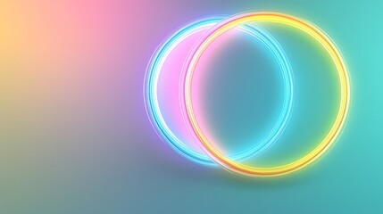 Fototapeta premium Neon rings on gradient background