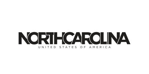 North Carolina, USA typography slogan design. America logo with graphic city lettering for print and web.