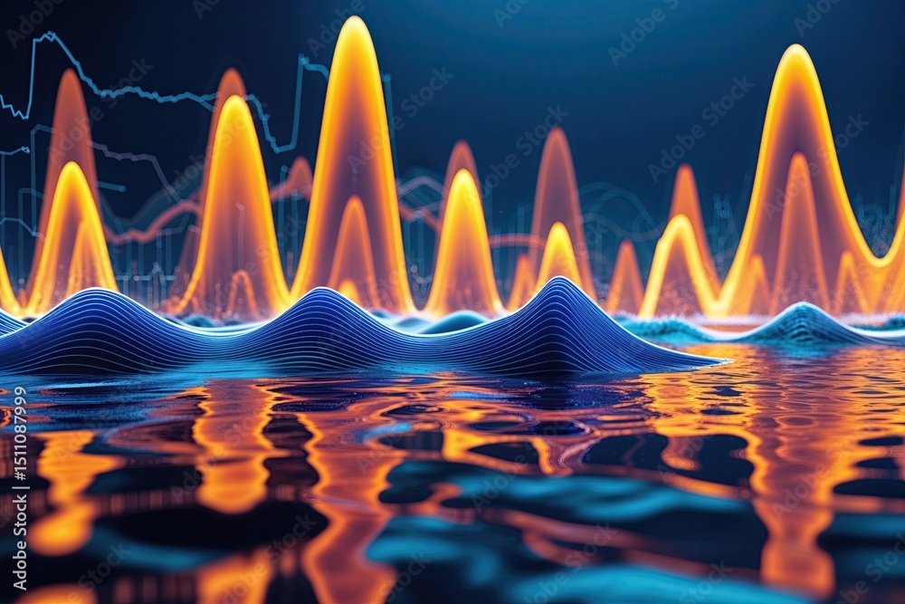 Poster innovative sine wave abstract background highlighting a technological breakthrough in dynamic wave p