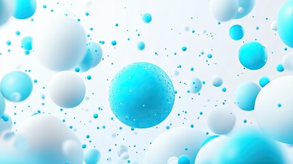 Obraz premium Abstract background of blue and white spheres in a three-dimensional space.