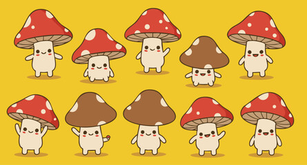 ute Cartoon Mushroom Icons