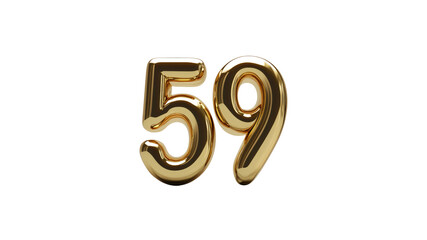 Golden Balloon Number Fifty-Nine (59) - 3D Render