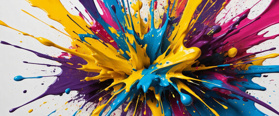 Abstract Splatter Paint with High Contrast Colors
