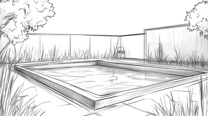 Fototapeta premium Outdoor swimming pool design sketch (1)