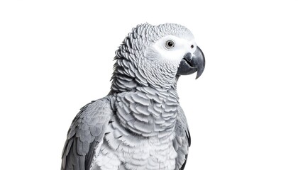 Obraz premium Bust Portrait of a Fluffed-Up Parrot Gazing to the Side
