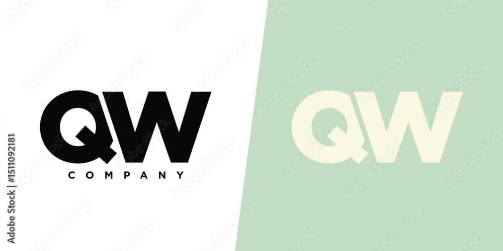 Fototapete letter q and w, qw logo design template. minimal monogram initial based logotype.