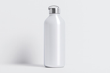 A stylish white stainless steel water bottle stands upright against a plain background, emphasizing its minimalist design and eco-friendly appeal, perfect for daily hydration