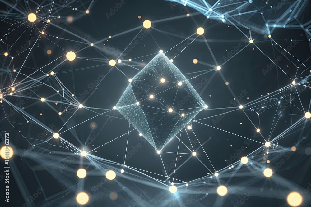 Poster futuristic abstract digital background with glowing grey plexus geometric points and lines in big da