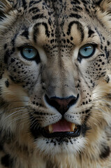 Snow Leopard with Blue Eyes