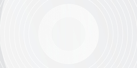 Simple abstract white glowing geometric lines on gray background. Modern shiny blue circle simple art design