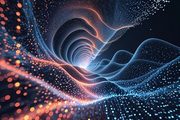 Fototapeta premium Spectral Digital Cascade of Particles and Waves: A Cutting-Edge Tech Texture Background Vector