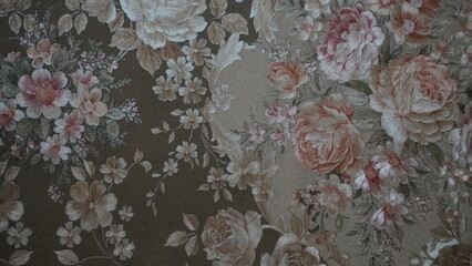 Detailed Floral Pattern with Roses and Delicate Flowers on Textured Background