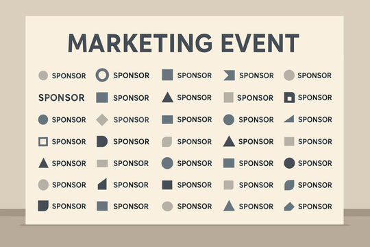 Marketing Event Sponsor Wall. Placeholder Logos for Corporate Branding Backdrop. Conference, Exhibition, Trade Show Sponsorship Display. Business Partnership & Promotion Template. Vector.