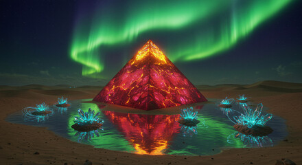 northern lights and magic pyramid