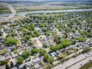 Residential area with houses and trees