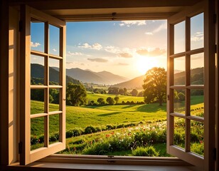 Scenic view from open window