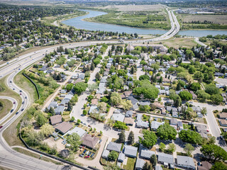Suburban neighborhood with houses and trees