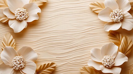 Beige flowers, textured background