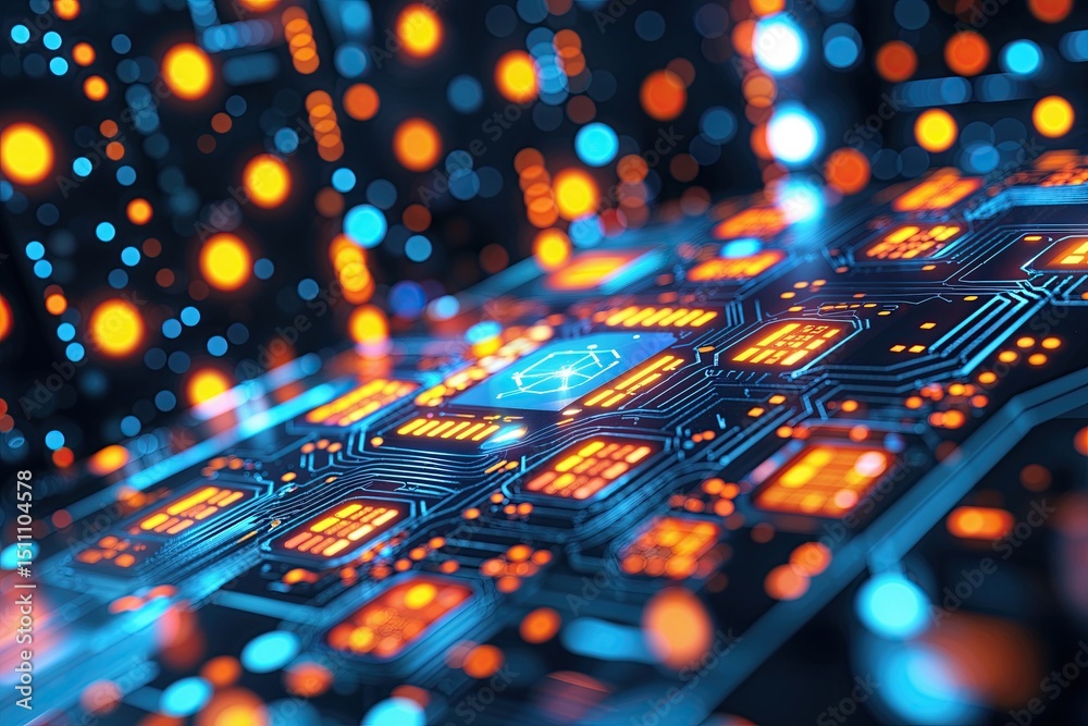 Poster innovative digital networking and abstract technology background in cyberspace