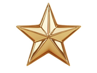 A shimmering gold star, perfect for decoration or recognition. The star's intricate designs reflect light beautifully against a white isolate background.