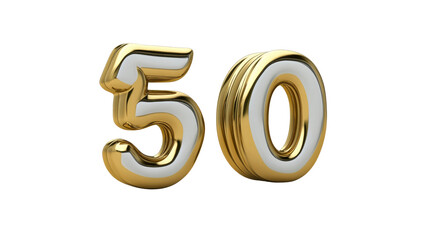 Golden and Silver 3D Number Fifty - 50th Anniversary Celebration