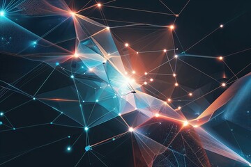 Futuristic Digital Technology Background Featuring Geometric Patterns and Advanced Network Design