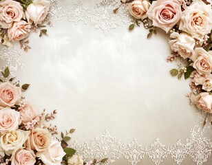 Pastel roses in a lace frame