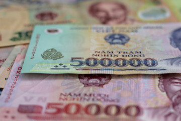 Vietnamese dong banknotes. Money concept