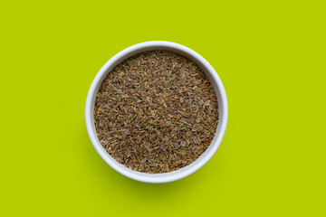 Dry organic dill seeds, herbal plant