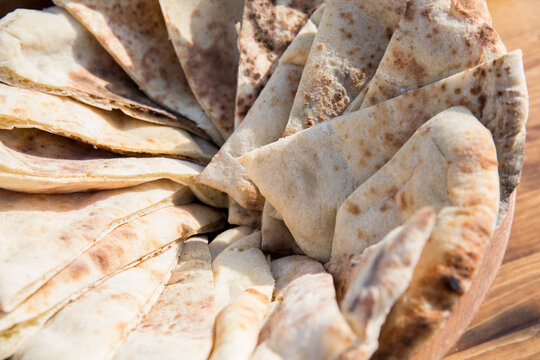 Homemade pita bread in a bowl 