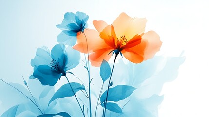 Fototapeta premium Delicate translucent flowers in pastel tones