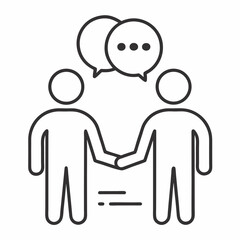 Fototapeta premium Two people shaking hands with speech bubbles above