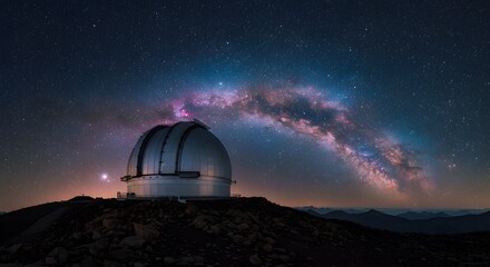 Obraz premium Observatory Under Milky Way at Night