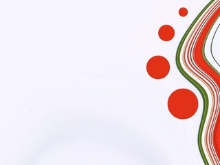 Colorful Abstract Waves with Bold Red Dots on White Background and negative space for text