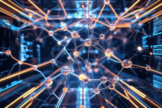 Futuristic Aesthetic Organic Connection Design in Digital Network Visualization