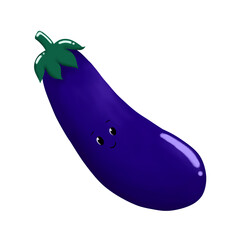 Cute eggplant on white background