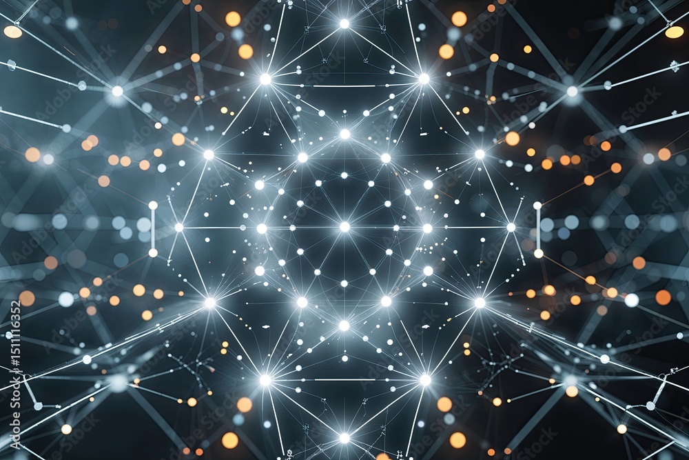 Poster futuristic abstract digital background of geometric lines and points with illuminated grey plexus an