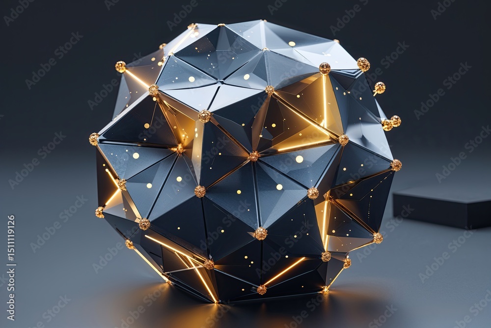 Poster advanced polygonal digital framework with node interaction and technology integration