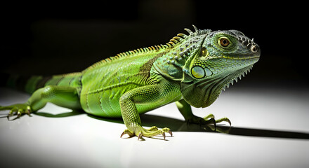 Fototapeta premium Majestic Green Iguana Portrait with Detailed Scales and Textured Skin