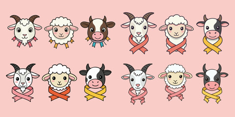 Diverse Cartoon Farm Animals for Eid
