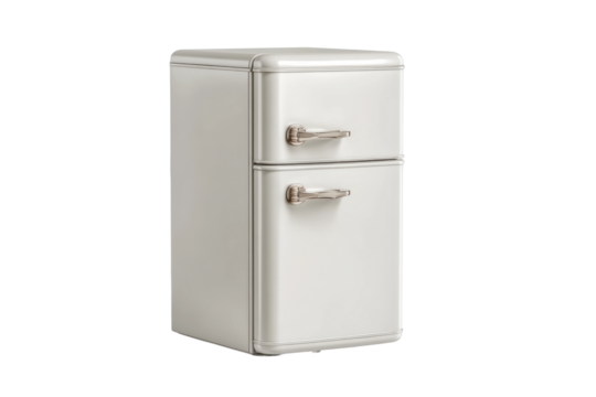 PNG Vintage white retro refrigerator with dual compartments