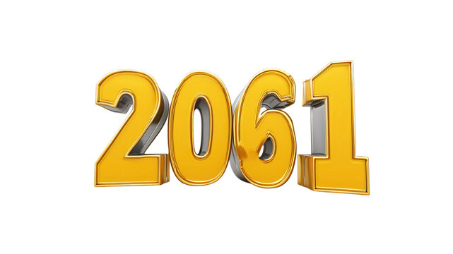 3D Render of Gold 2061 Year Number for Future Concept Design