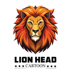 Fototapeta premium Majestic Lion Head Cartoon Illustration Fierce and Friendly Design