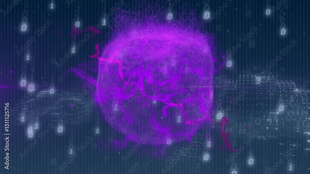 Poster glow emerging at grid center causing filaments forming orb with bits streaming for visualizing data