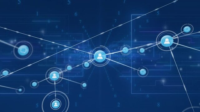 Target appearing morphing into glowing user icon, linking nodes visualizing network growth
